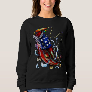 Bass Fishing American Flagga Pappa Far Fjärde T Shirt