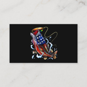 Bass Fishing American Flagga Patriotic Fishing Visitkort