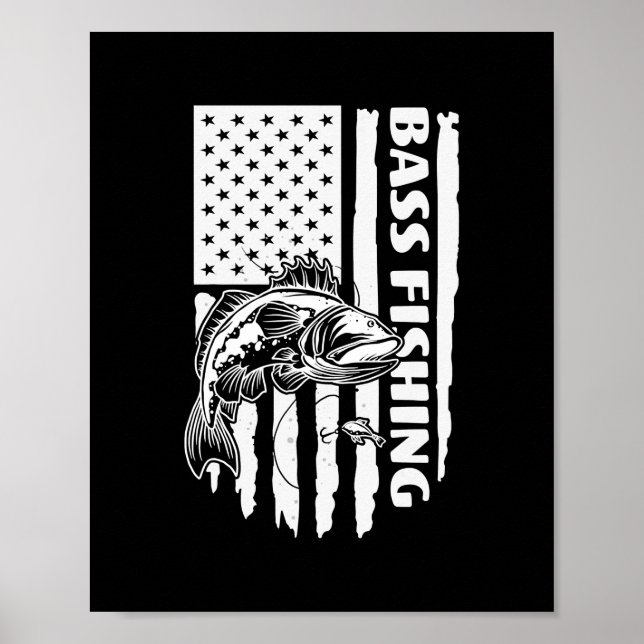 Bass Fishing Big Bass American Flagga with Fishing Poster (Framsidan)
