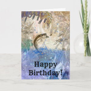 Bass Fishing Birthday Kort