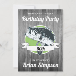 Bass Fishing Birthday Manar hamnAngler 50:e Inbjudningar