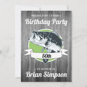 Bass Fishing Birthday Manar hamnAngler 50:e Inbjudningar