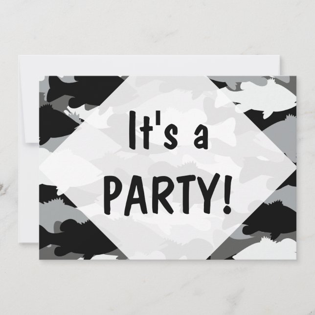 Bass Fishing Black Camo Inbjudningar (Framsida)