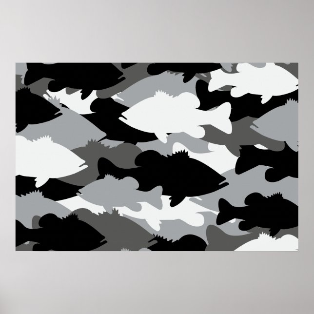 Bass Fishing Black Camo Poster (Framsidan)