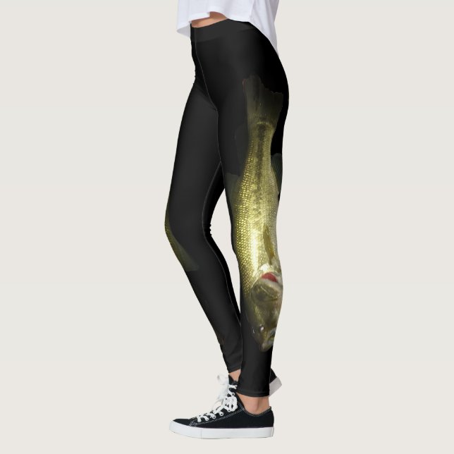 Bass Fishing Black Grönt Womens Leggings (Vänster)