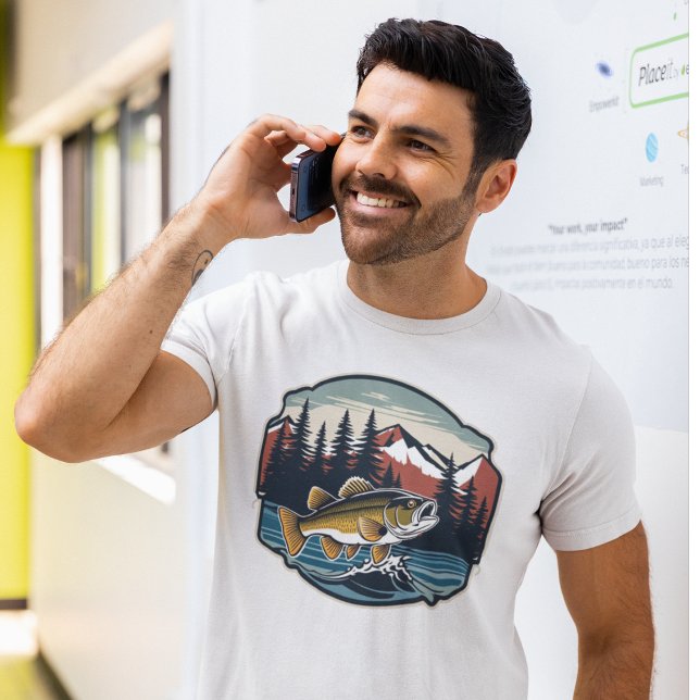 Bass Fishing Coola Mountain Forest Outdoor T Shirt (fishing themed outdoors shirt)