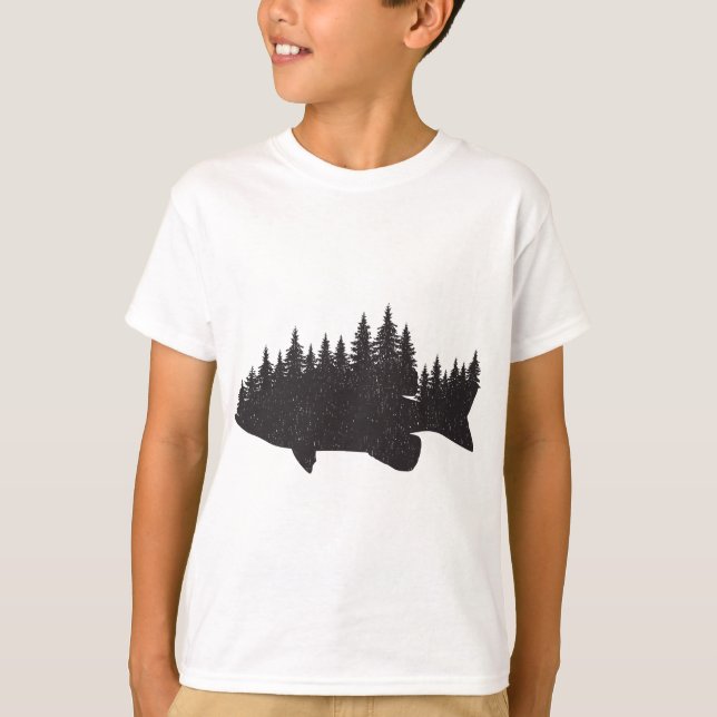 Bass Fishing Forest - Largemouth Smallmouth Fisher T Shirt (Framsida)