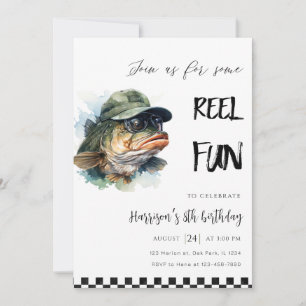 Bass Fishing Funny Birthday Inbjudningar
