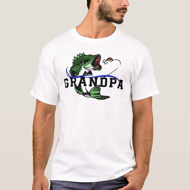 Bass Fishing Grandpa Fisherman T Shirt (Framsida)