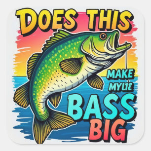 Bass Fishing Humor Fyrkantigt Klistermärke