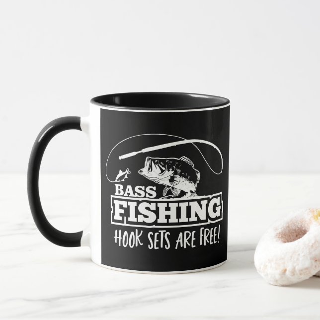 Bass Fishing Krok Set Quote Largemouth Funny Mugg (Med munk)