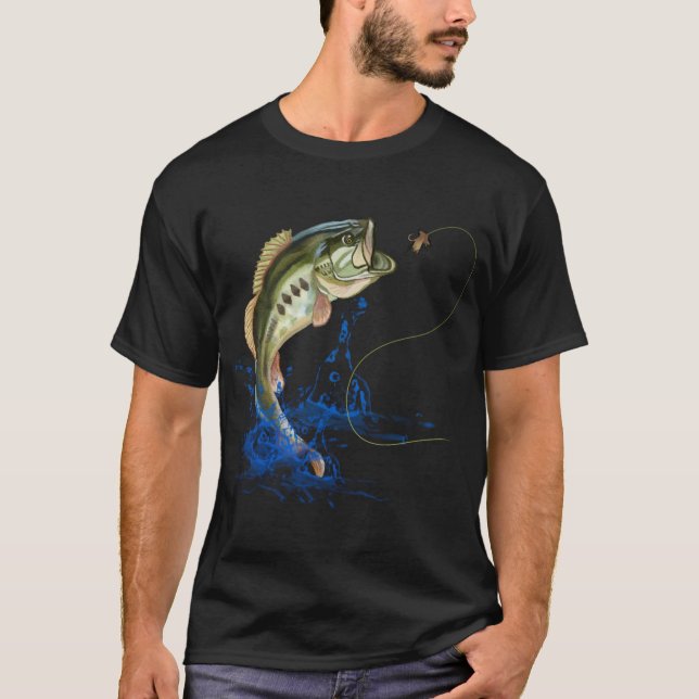 Bass Fishing Largemouth Jumping Fish T Shirt (Framsida)
