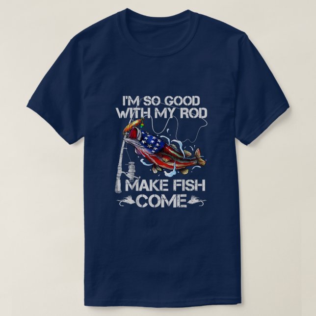Bass Fishing Rod Fishing Älskare Fish American Fla T Shirt (Design framsida)