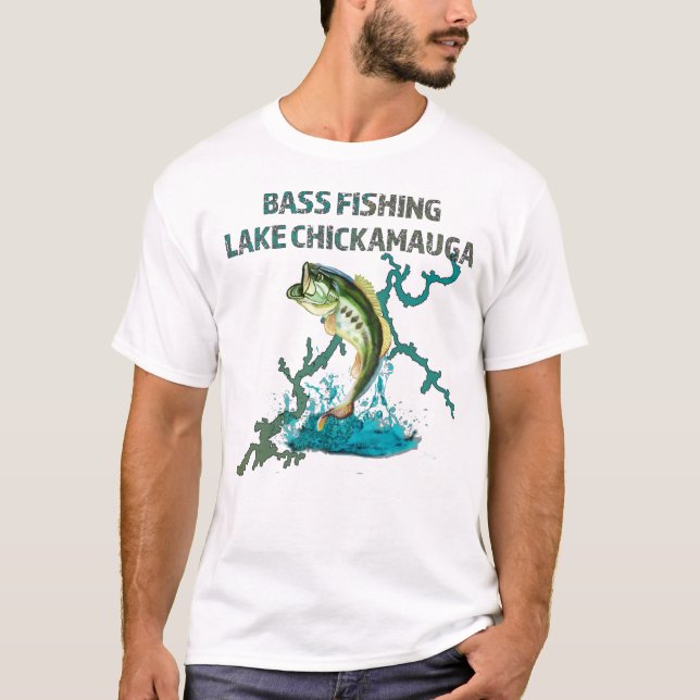 Bass Fishing Sjö Chickamauga T Shirt (Framsida)