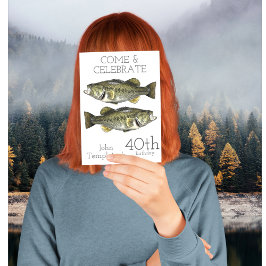 Bass Fishing Vuxen Manar Birthday Sports utomhus Inbjudningar