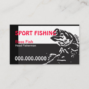 Bass Fisk/Fiske (svart/rött/vitt) Visitkort
