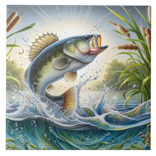 Bass Fisk Keramisk Kakel (Framsidan)