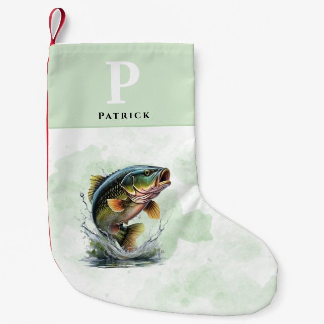 Bass Fisk Personlig Fiskare Liten Julstrumpa (Framsidan)