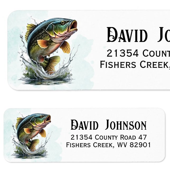 Bass Fiske Fiskare Returadress Etikett (Bass Fish Fisherman Return Address Label)