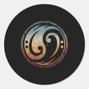 Bass Guitar Clef Yin Yang för Baid Bass Player Runt Klistermärke
