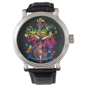 Bass Guitar Färg stänk Armbandsur