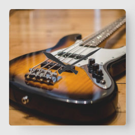 Bass Guitar Fyrkantig Klocka