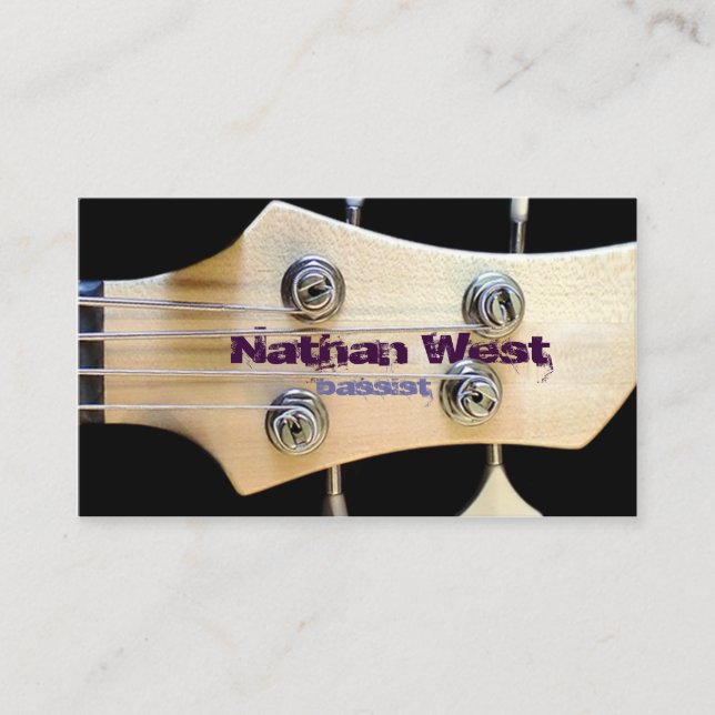 Bass Guitar Headstock med Namn Affärskort Visitkort (Framsida)