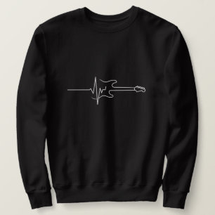 Bass Guitar Heartslag Black Lång Ärmad Tröja
