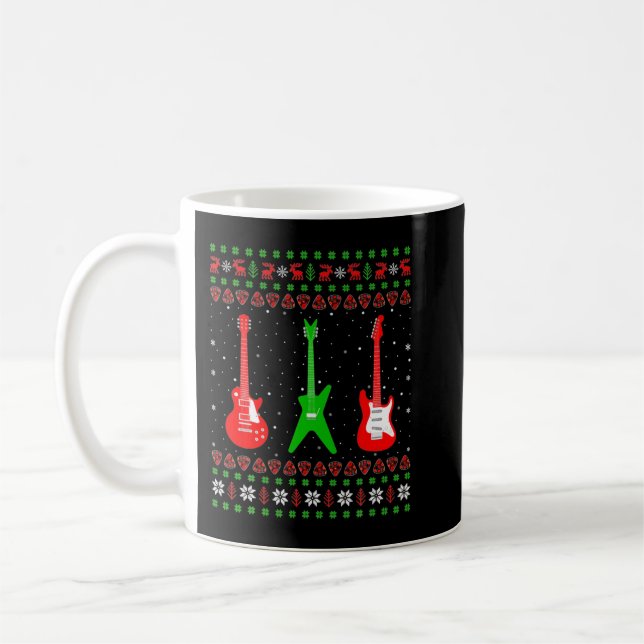Bass Guitar Music Player Julafton Gift Ugly Guitar Kaffemugg (Vänster)