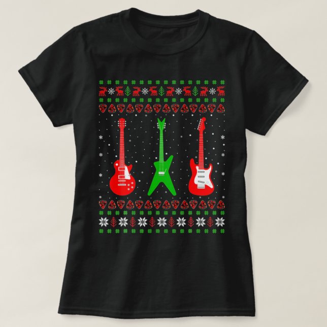 Bass Guitar Music Player Julafton Gift Ugly Guitar T Shirt (Design framsida)