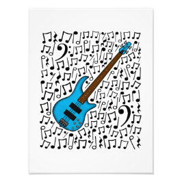 Bass Guitar Musik noter Bassistance Musician Fototryck