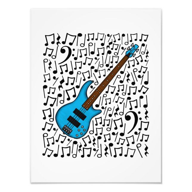Bass Guitar Musik noter Bassistance Musician Fototryck (Framsidan)