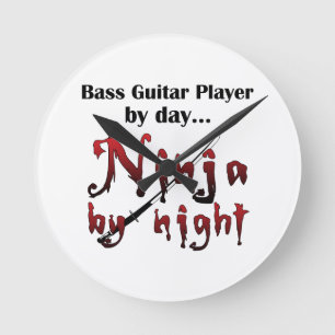 Bass Guitar Ninja Rund Klocka