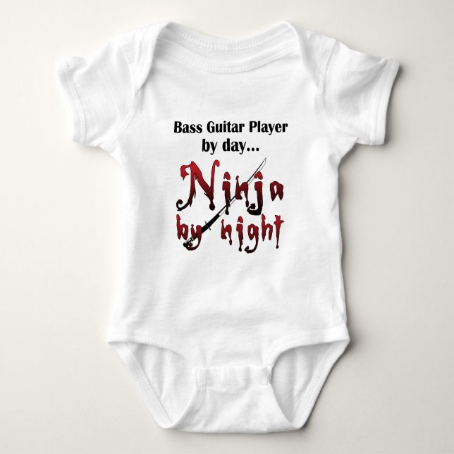Bass Guitar Ninja Tee Shirt (Framsida)