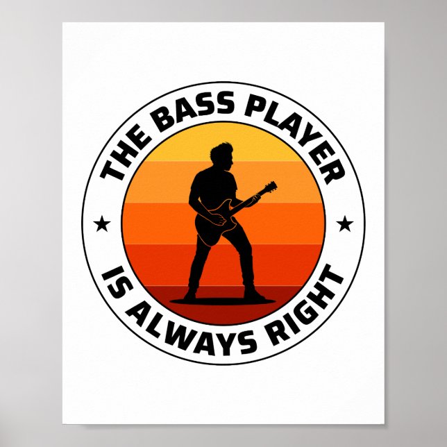 Bass Guitar Player Music Musician Bassistance Retr Poster (Framsidan)
