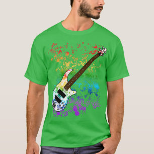 Bass Guitar Rainbow Färg Bassistance Musician T Shirt
