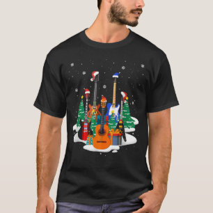 Bass Guitar Santa Hat Guitar Älskare julmusik T Shirt