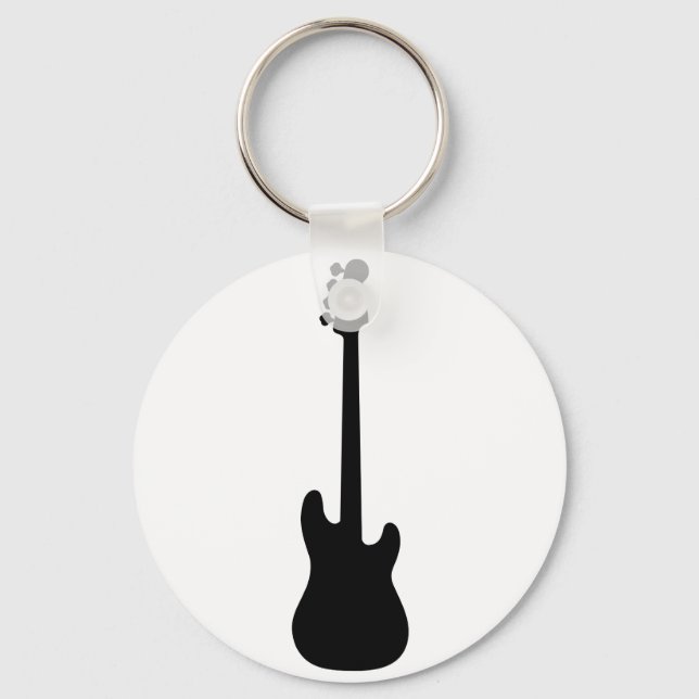 Bass Guitar Silhouette, musikinstrument Nyckelring (Framsida)