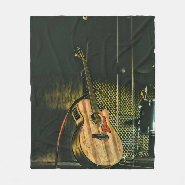 Bass guitar-spelare fleecefilt (Framsidan)