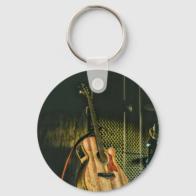 Bass guitar-spelare nyckelring (Framsida)