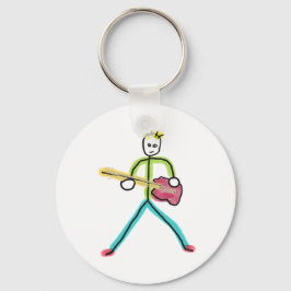 Bass Guitar Stickman Nyckelring