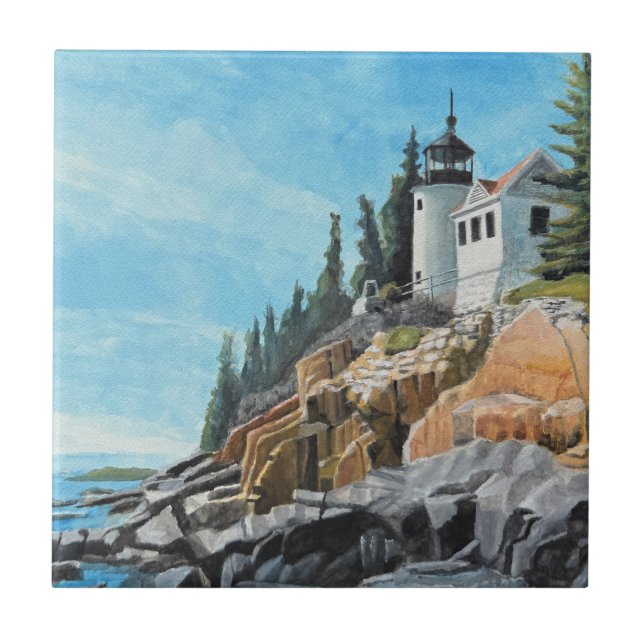 Bass Harbor fyr Kakelplatta (Framsidan)