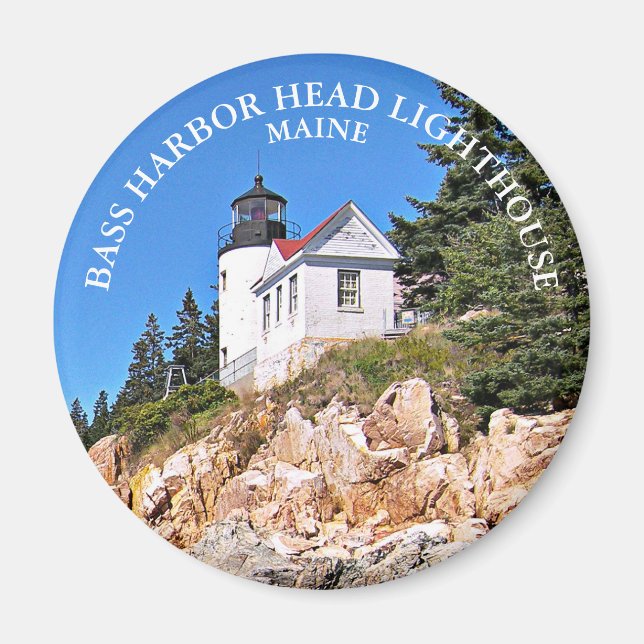 Bass Harbour Head Lighthouse, Maine Round Magnet (Framsidan)