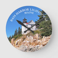 Bass Harbour Head Lighthouse Maine Round Wall Cloc