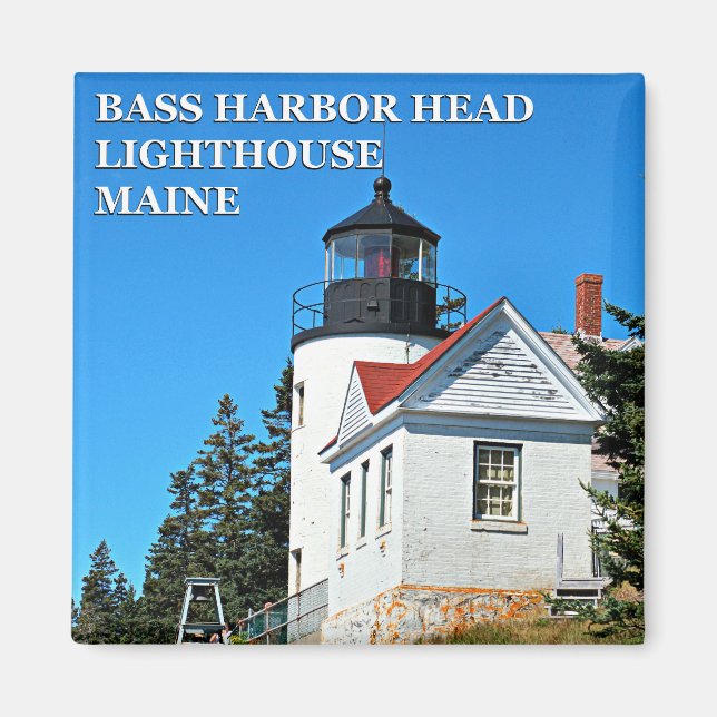Bass Harbour Head Lighthouse, Maine Square Magnet (Framsidan)