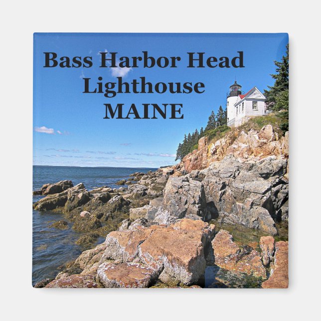 Bass Harbour Head Lighthouse, Maine Square Magnet (Framsidan)
