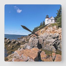Bass Harbour Head Lighthouse, Maine Wall Clock Fyrkantig Klocka