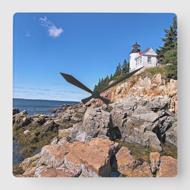 Bass Harbour Head Lighthouse, Maine Wall Clock Fyrkantig Klocka (Framsida)