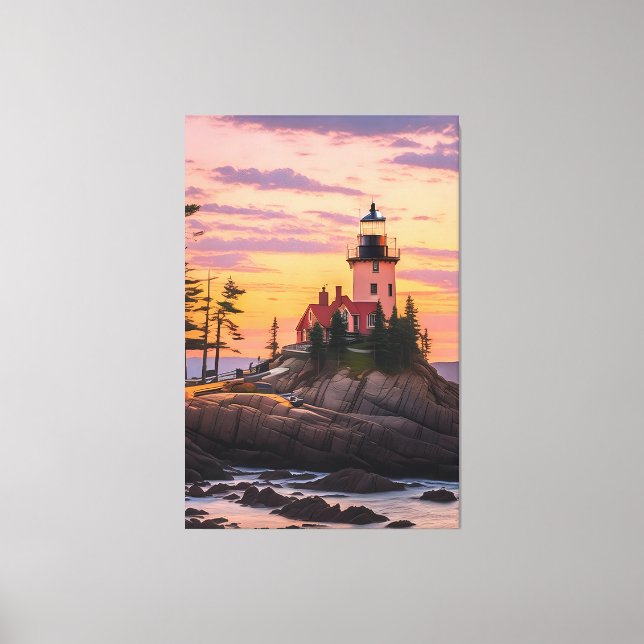 Bass Harbour Head Lighthouse Sunrise Canvastryck (Framsida)