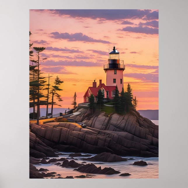 Bass Harbour Head Lighthouse Sunrise Poster (Framsidan)